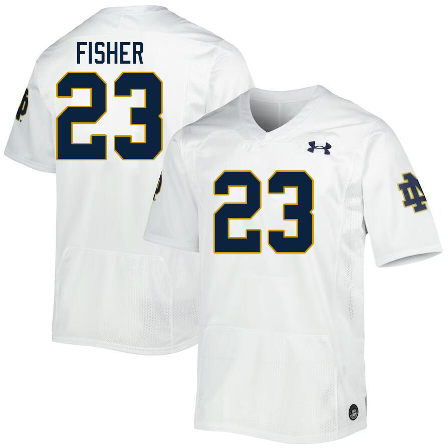 Men #23 Justin Fisher Notre Dame Fighting Irish College Football Jerseys Stitched-White - Click Image to Close